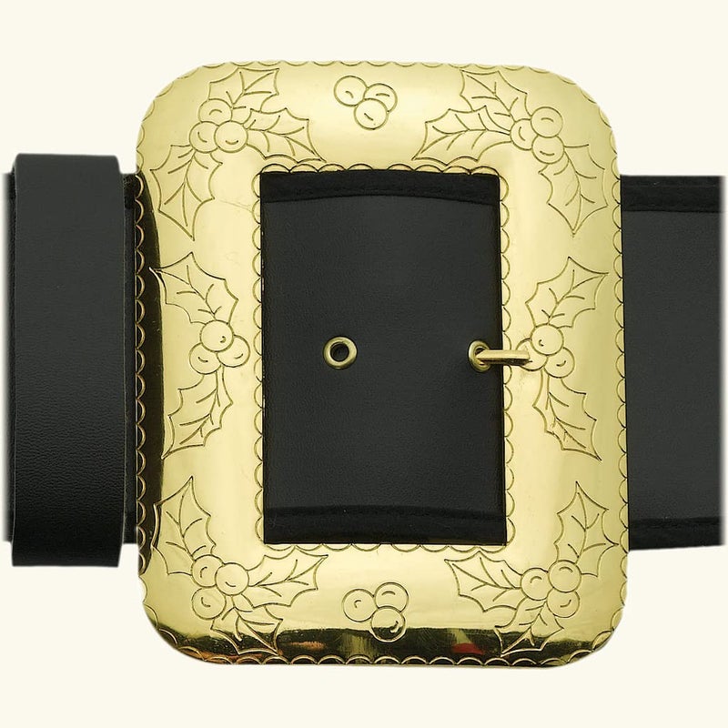 Halco Santa Belt w Decorative Cast Buckle Size XL 56-64 Black 3.5 Wide Naugahyde - Image 1